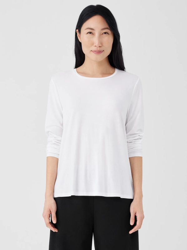 Stretch Jersey Knit Crew Neck Top at EILEEN FISHER