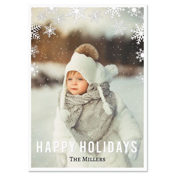 Vertical Snowflake Photo Christmas Card - 80 Count at Current Catalog