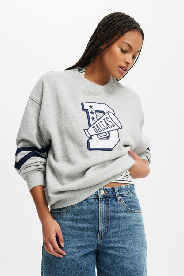 Cotton On Women - NFL Dallas Cowboys Crew Sweatshirt - Lcn dal dallas cowboys megaphone/ grey marle