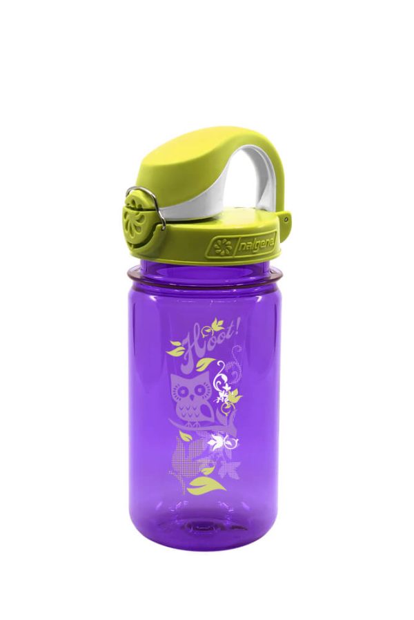 12oz On-The-Fly Kids Lock-Top Bottle with Graphics (Graphic: Hoot) at Nalgene