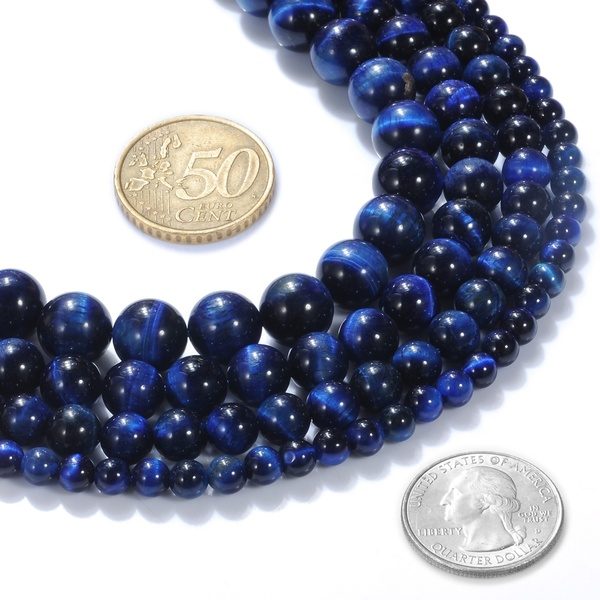 Lapis Blue Tiger Eye Beads Round Loose Gem Stone Beads Crystal Beads for Healing Energy Jewelry Making at Wish US & CA