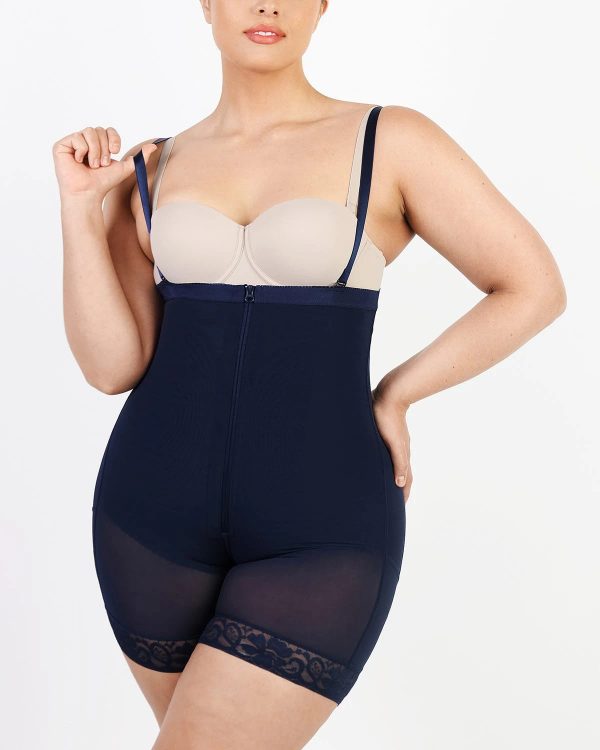 Bare Essentials™ AirSlim® High-Waisted Firm Tummy Compression Mid Thigh Short - Navy Blue / 5X at Shapellx