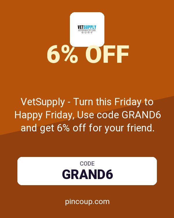VetSupply.com.au coupon: VetSupply - Turn this Friday to Happy Friday, Use code GRAND6 and get 6% off for your friend.