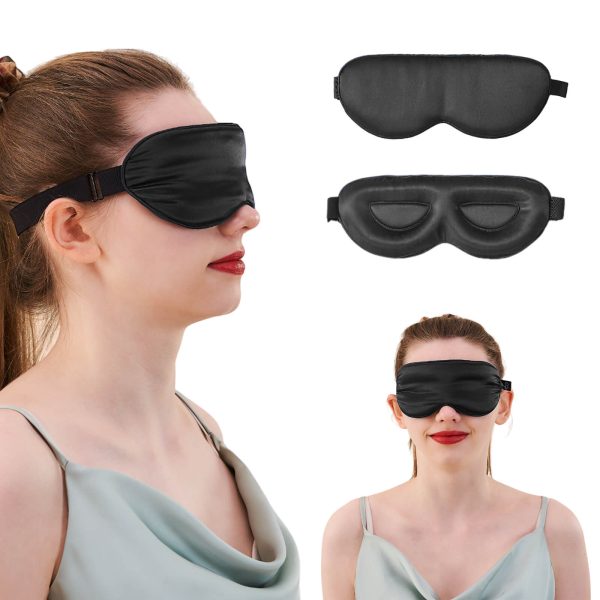 23MM Mulberry Silk 3D Contour Eye Mask with Sleeping Earplugs - Black at Promeed