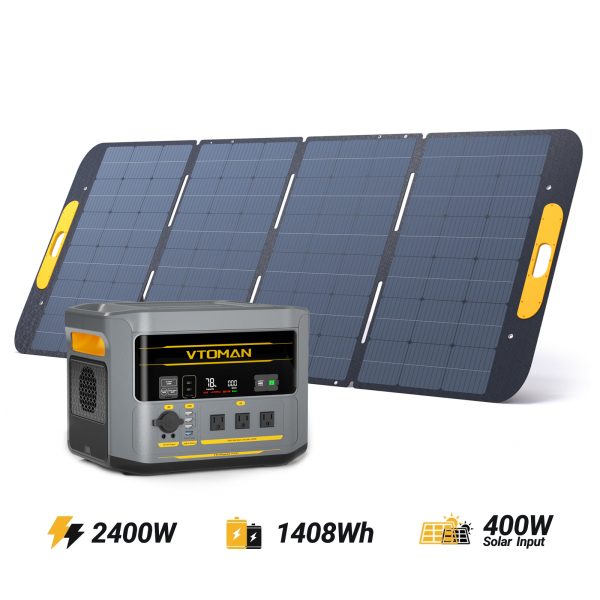 VTOMAN FlashSpeed 2400 V-BEYOND™ Portable Power Station with Jumper Cable - FlashSpeed 2400 + 400W Solar Panel / US at VTOMAN US/CA