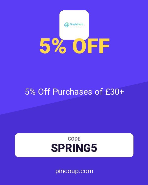 Simply Meds Online coupon: 5% Off Purchases of £30+