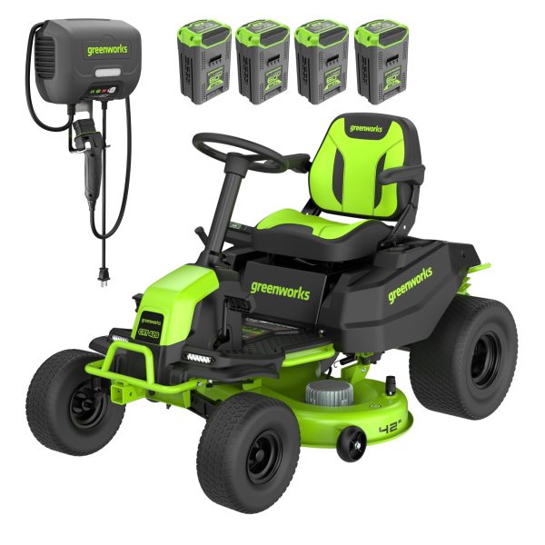 60V 42" Cordless Battery CrossoverT Riding Lawn Mower, (4) 8.0 Ah Batteries and 600W Wall Charger, CRT4262 at Greenworks Tools