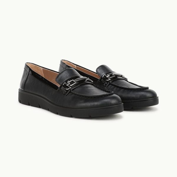 LifeStride Vineyard Bit Loafer Shoes (Black Faux Leather) 9.0 W