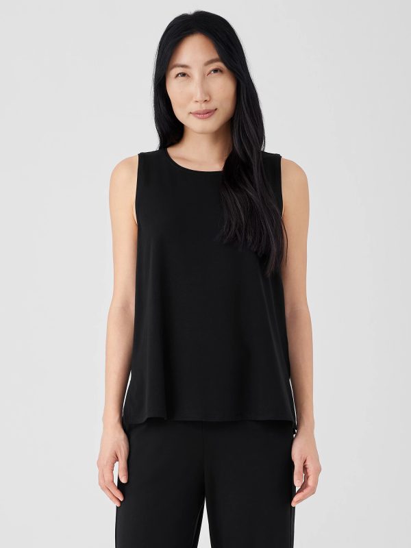Stretch Jersey Knit Jewel Neck Tank at EILEEN FISHER