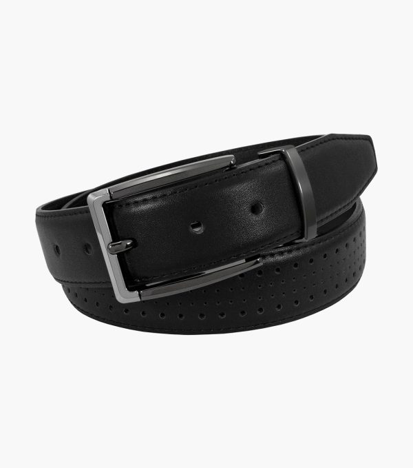 Stacy Adams Shoes Pacer Perf Leather Belt Black Size 44