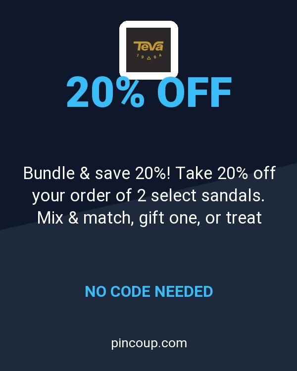 Teva coupon: Bundle & save 20%! Take 20% off your order of 2 select sandals. Mix & match, gift one, or treat yourself!