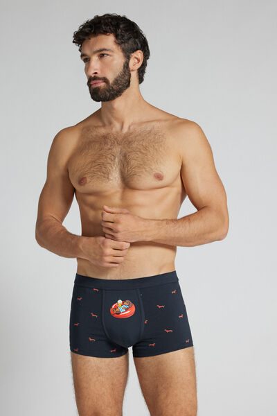Intimissimi Dachshund Print Superior Cotton Boxers Man Blue Size 6