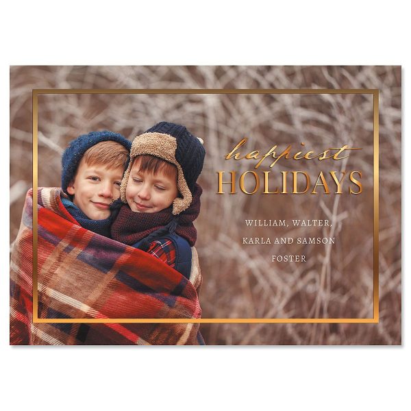 Gold Frame Horizontal Photo Christmas Cards - 80 Count at Colorful Images