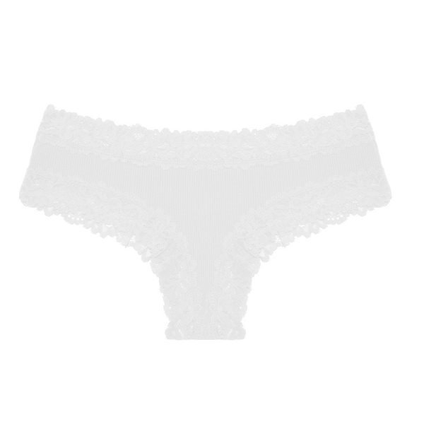Vibecurve® Women's Cotton Panties Lace Low Rise Basic Brazilian Bikini Cute Panties, White · M