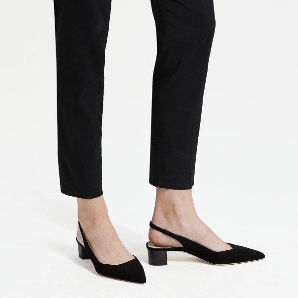 Block Heel Slingback in Suede at Theory