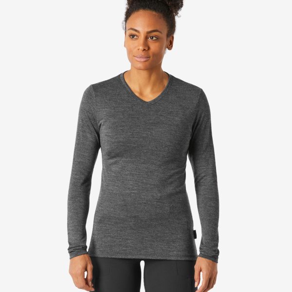 Simond Women's Travel 100 Merino Wool Long-sleeve Shirt - Black / S at Decathlon America