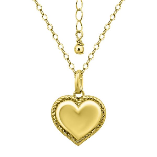 Aleure Precioso 18k Gold over Sterling Silver Heart with Twisted Border Pendant Necklace, Women's, Size: 16-18" ADJ, Gold Tone at Kohl's