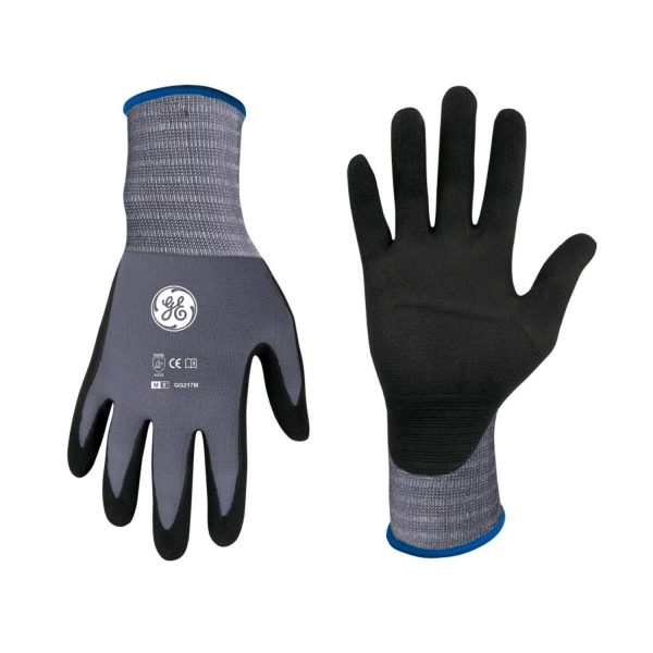 General Electric Unisex Dipped Gloves Black/Gray M 1 pair at Ace Hardware