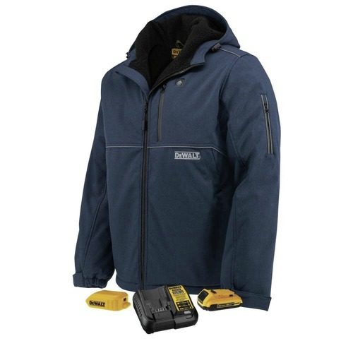 Dewalt DCHJ101D1-2X 20V MAX Lithium-Ion Men's Standard Reflective Soft Shell Heated Jacket Kit - Double Extra Large, Navy at CPO Outlets
