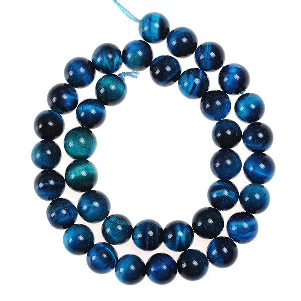Blue Tiger Eye Stone Beads Round Loose Beads Crystal Energy Stone Healing Power for Jewelry Making Findings Accessories at Wish US & CA