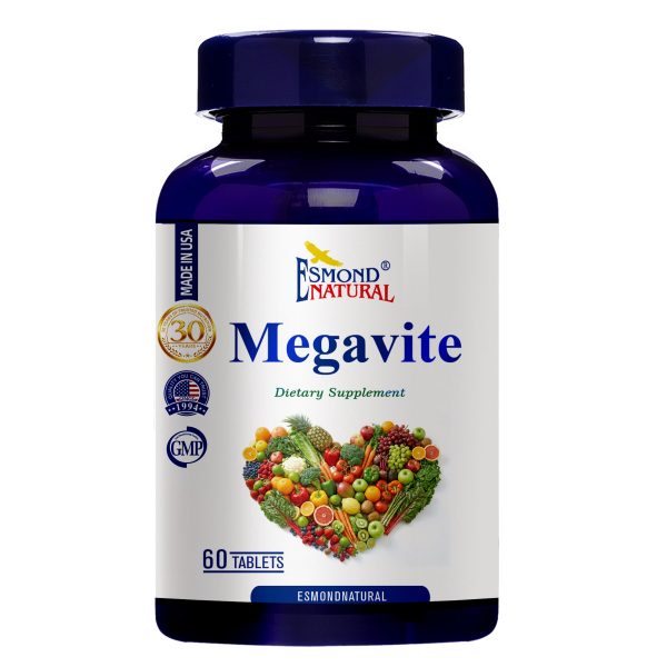 Megavite (Daily Wellness Formula with Vitamins, Minerals, Herbal Blend & Antioxidants), USA, FDA, GMP, NPAC-60 Tablets at Esmond Natural
