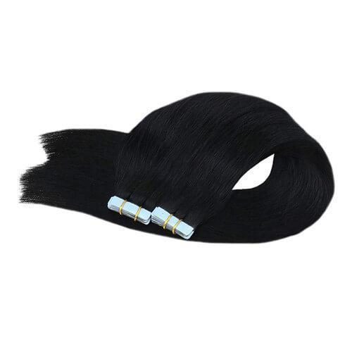 [Double Drawn] Tape in Hair Extensions Solid Color Jet Black-#1 - 14inch / 50gram+Free Tapes at Ugeat Hair Official