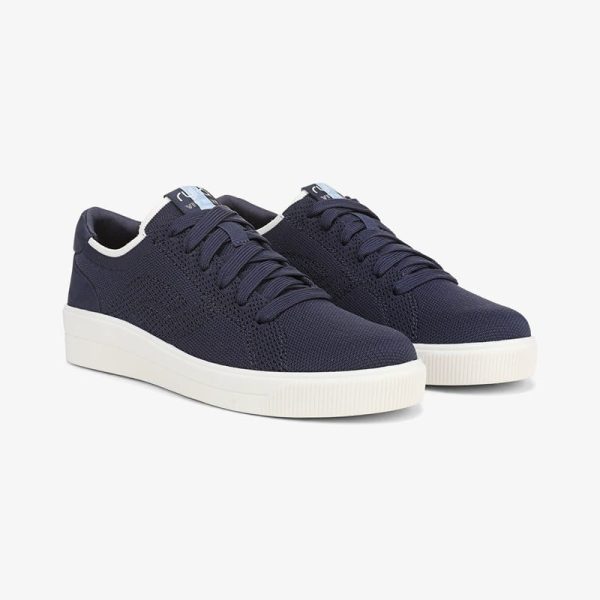 Ryka Viv Next Knit Lace Up Sneakers Academy Blue Knit Fabric Leather 7.0 W Arch Support