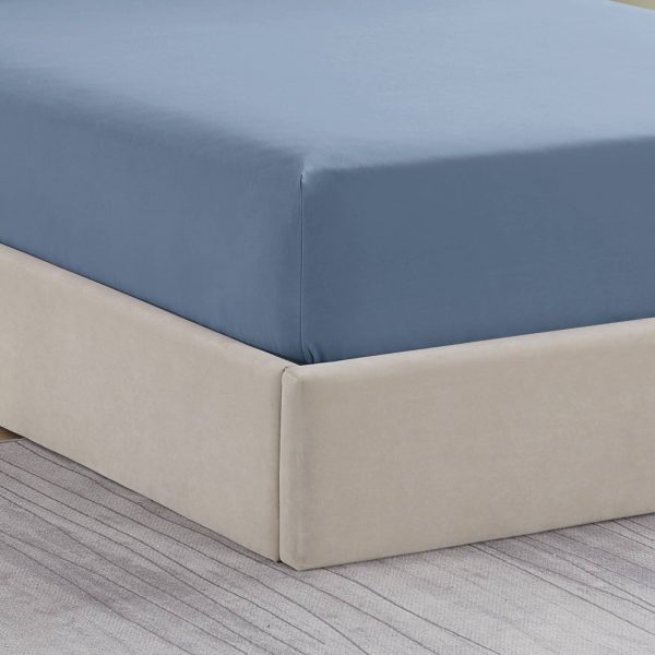Sweet Home Collection - Solid Flannel Fitted Sheet, Bottom Sheets with Built in Sheet Straps, Twin - Denim at Best Buy