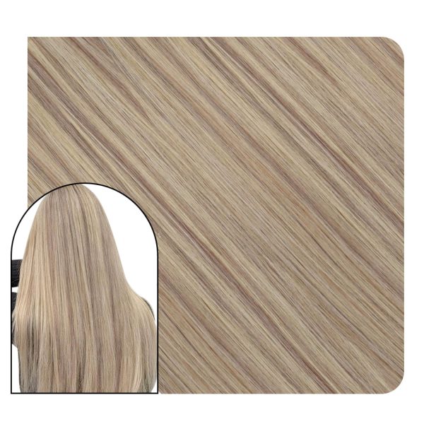 Tape in Remy Human Hair Extension Blonde Highlight Color #P18/613 - 18inch / 100gram+Free Tapes at Ugeat Hair Official