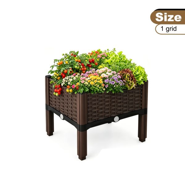 TEMU Raised Garden Bed, Square Vegetable Planter Box With Drainage System, Use, Balcony Vegetable Container, Flower Stand For Indoor , Plant Stand,