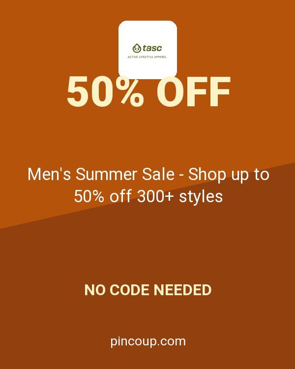 tasc Performance coupon: Men's Summer Sale - Shop up to 50% off 300+ styles