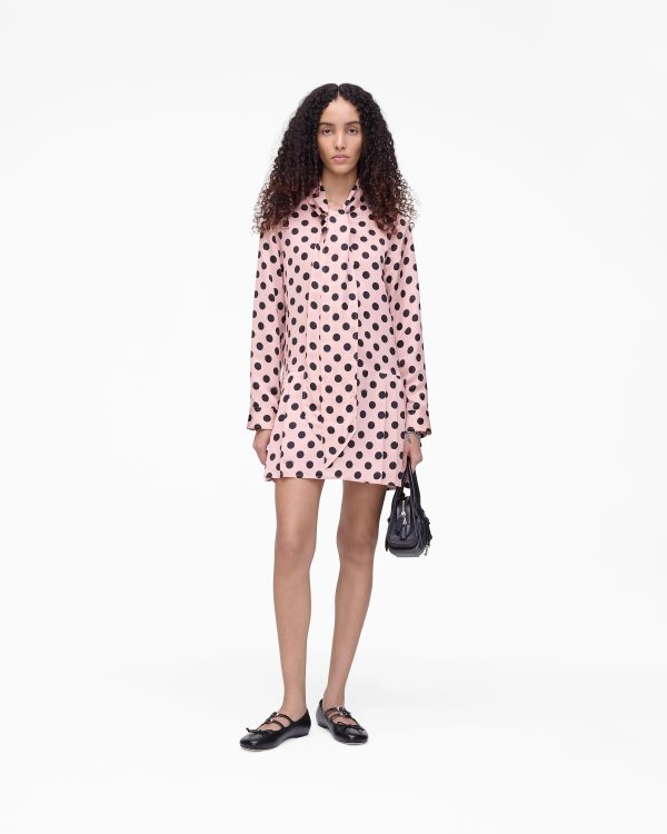 MARC JACOBS Marc Jacobs Dots Bow Pleated Dress in Peach Multi, Size XS