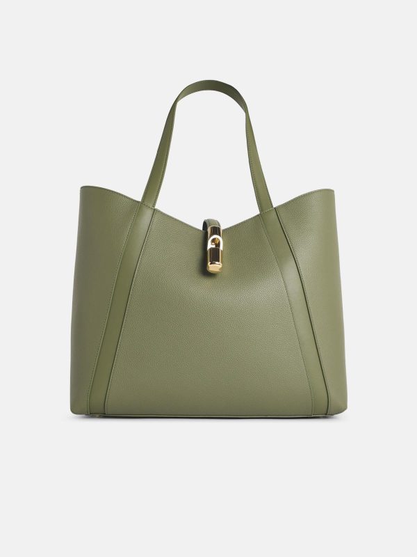 FURLA 'Shopping Goccia' Green Leather Bag at VALICO