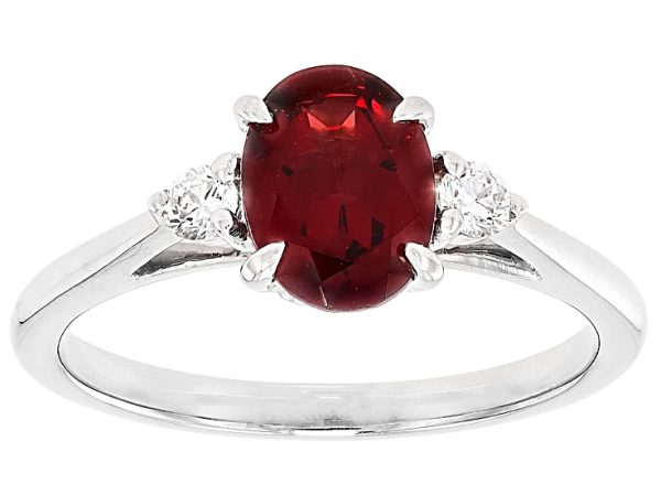 Red Garnet Rhodium Over Sterling Silver 3-Stone Ring 1.36ctw at JTV Jewelry