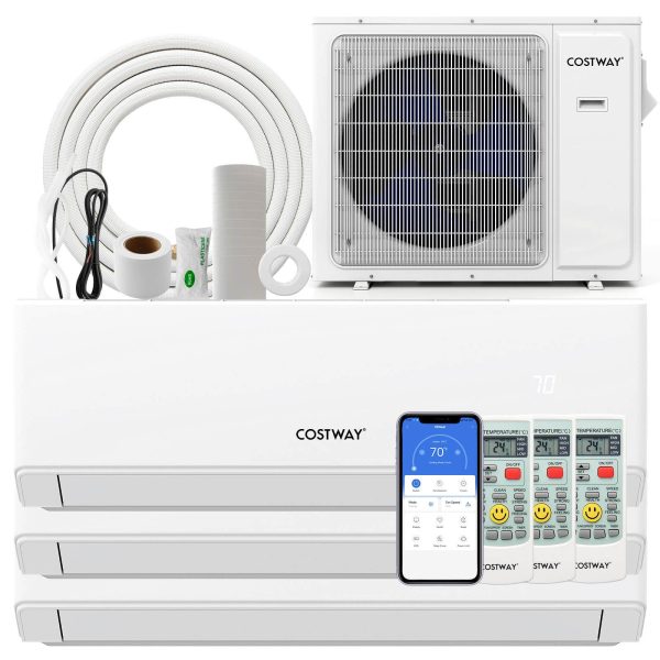 Costway - 30k BTU 3 Zone 7k + 12K + 12K BTU Mini Split Air Conditioner 23 SEER2 Wifi Enabled - White at Best Buy