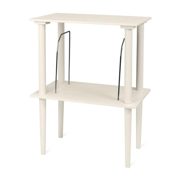 Wooden Stand with Record Holder - White at Victrola