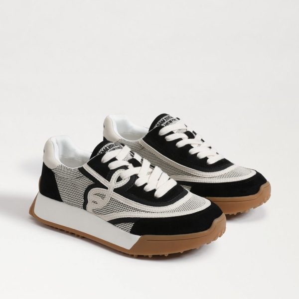 Luna Sneaker Black Suede/White Leather at Sam Edelman