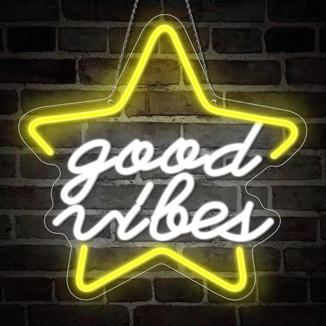 Star Good Vibes Neon Sign for Game Room Decor, 15.715.7'' Light Up Neon Lights Powered by USB with ON/OFF Switch, Man Cave, Kids Room,Super Star Gaming Wall Decor Gamer Gifts for Boys, Kid, Monther's Day(White) at LightingWill