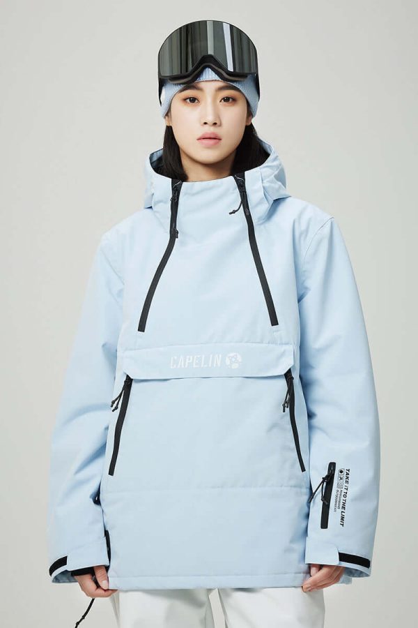 Luna Women's Pullover Snowboard Jacket, S / Wathet Blue at Capelin Crew Ski, Snowboard & Outdoor Gear