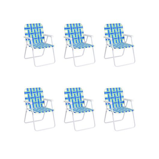 6 pcs Folding Beach Chair Camping Lawn Webbing Chair-Blue at Costway