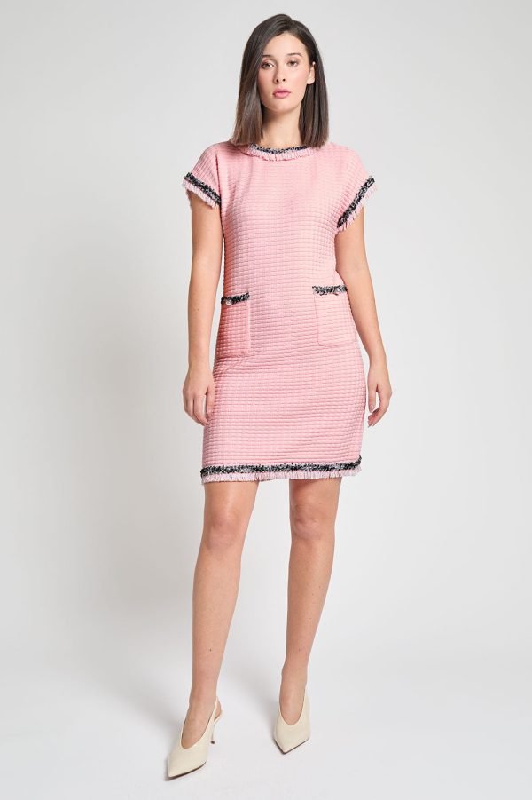 Modern Fit Contrast Trim Shift Dress at Ming Wang Knits