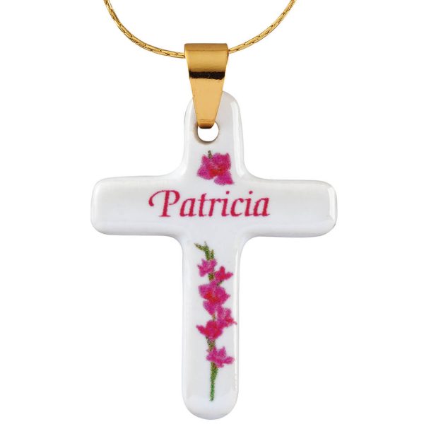 Personalized Porcelain Cross Bouquet Pendant at Miles Kimball