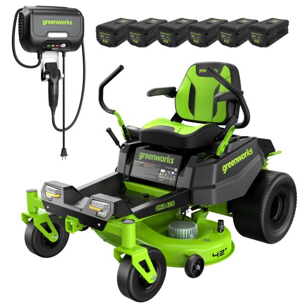 80V 42" Cordless Battery CrossoverZ Zero Turn Lawn Mower, (6) 6Ah Batteries and 600W Wall Charger, CRZ4282 at Greenworks Tools