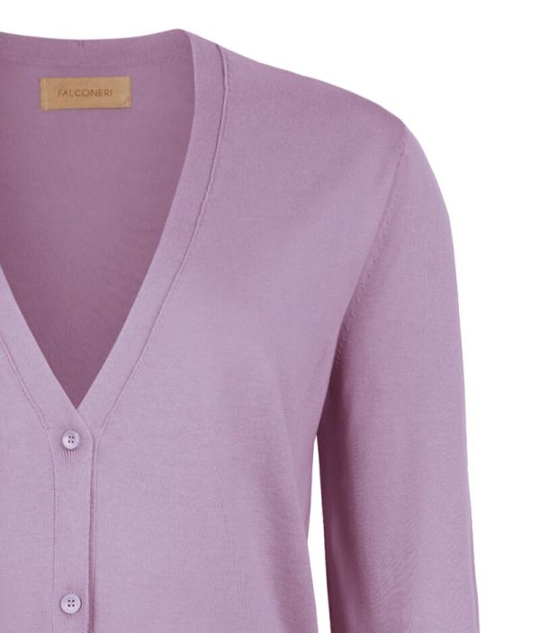 Falconeri Cotton Fresh Long Sleeved Cardigan Woman Provence Size S