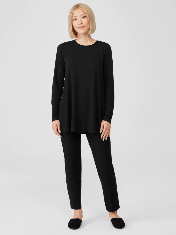 Fine Jersey Crew Neck Top at EILEEN FISHER