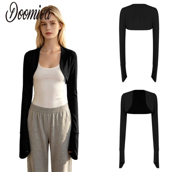 Women Anti-scratch Open Front Cropped Cardigan Long Sleeves with Stay-on Scratch Mitts Shirts Adaptive Clothes for Nursing Home at AliExpress