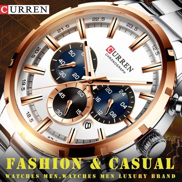 Mens Watches Top Brand Luxury Blue Steel Quartz Chronograph Luxury Men Watch Blue Steel Men's Watch Blue Dial Armbandsur at Wish US & CA