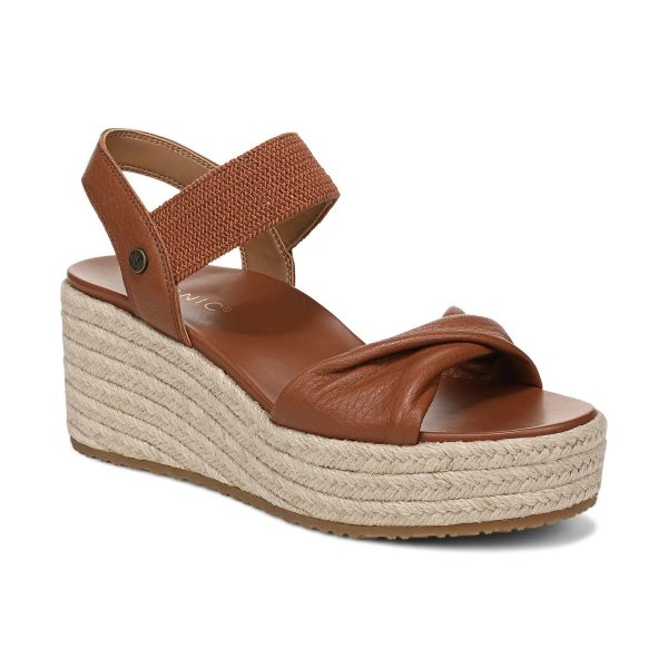Vionic Women's Darla Espadrille Wedge Sandal with Arch Support in Tan Leather, Size 11 at ANINE BING