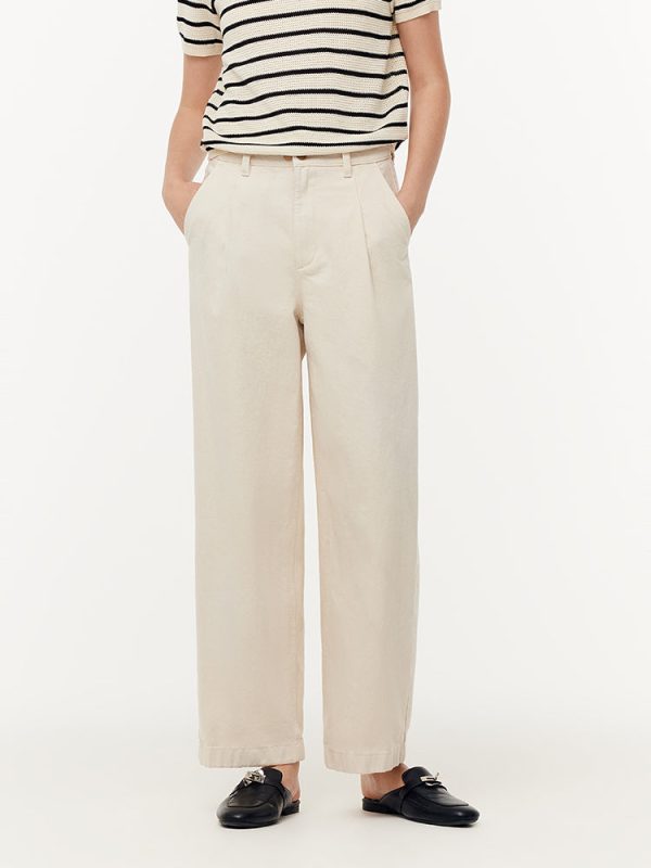 100% Cotton Denim Adjustable Waist Women Carrot Fit Jeans - Ivory / 28 at GOELIA