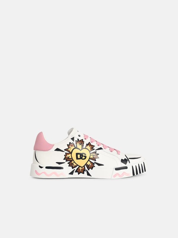 DOLCE & GABBANA 'Portofino Light Strobel' White Leather Sneakers at VALICO